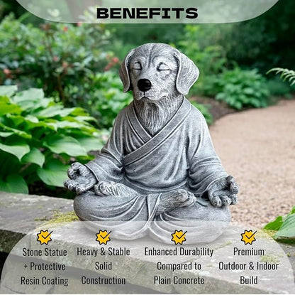 OLOMA Concrete Spiritual Dog Statue Heavy Stone Sculpture Resin Coated Durable Outdoor Indoor Lawn Patio Decorative Accent Element for Peaceful Spaces Decorative Garden Accent Feature