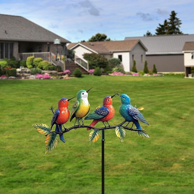 Metal Hummingbird Garden Stake, Colorful Outdoor Yard Decor, Durable Weatherproof Ornament for Patio, Lawn, and Garden Decoration(Hummingbird)
