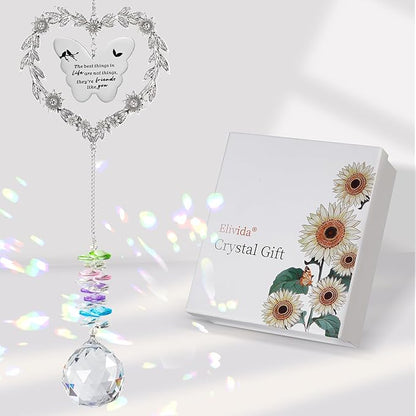 Friendship Gift Suncatcher, Best Friend Crystal Hanging Ornament for Window, Friend Birthday Gifts Unique Rainbow Maker, You Bring The Sunshine Farewell Graduation Gift for Bestie