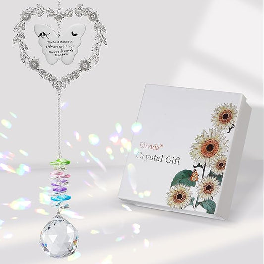 Friendship Gift Suncatcher, Best Friend Crystal Hanging Ornament for Window, Friend Birthday Gifts Unique Rainbow Maker, You Bring The Sunshine Farewell Graduation Gift for Bestie