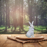 Rattan Rabbit Bow Resin Ornament (8.1in White Seat, Multi Color) for Home Decoration and Easter Gift