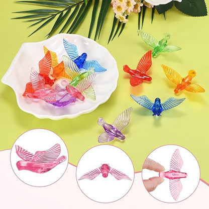 M METERXITY 12-Pack Wind Chime Pendants, 4.3cm Acrylic Peace Dove Shape DIY Wind Chime Parts Supplies for Craft Projects/Custom Home Garden Outdoor Hanging Decorations [Pink]