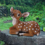 Resin Sika Deer Statue, 9.8in Lifelike Lying Deer Figurine, Weather-Resistant Garden Sculpture for Outdoor Yard Decor, Patio Lawn Ornament, Home Accents, Housewarming Gift