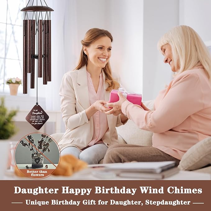 Daughter Birthday Gifts, Unique Birthday Gift for Daughter from Mom Dad, 32" Bronze Wind Chimes