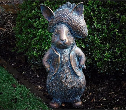 Beatrix Potter Ornament Set, Peter Rabbit, Jemima Puddle-Duck, Mrs Tiggy-Winkle, Benjamin Bunny, Hand Cast Stone Garden Statue Ornament, Outdoor Easter Decorations (Complete Set)