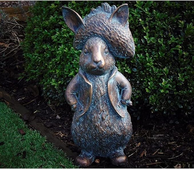 Beatrix Potter Ornament Set, Peter Rabbit, Jemima Puddle-Duck, Mrs Tiggy-Winkle, Benjamin Bunny, Hand Cast Stone Garden Statue Ornament, Outdoor Easter Decorations (Complete Set)