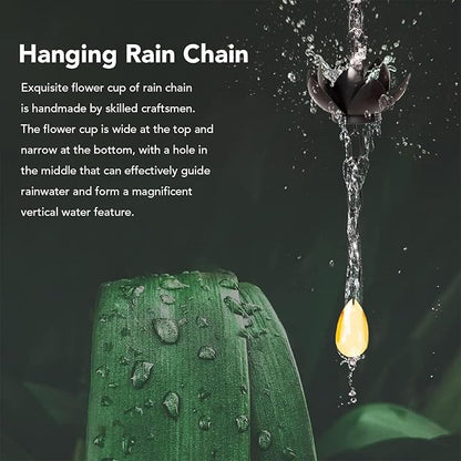 Pssopp Rain Catcher Garden Ornament, Metal Handmade Hanging Lotus Rain Chain for Gardens Porches Gazebos Decks