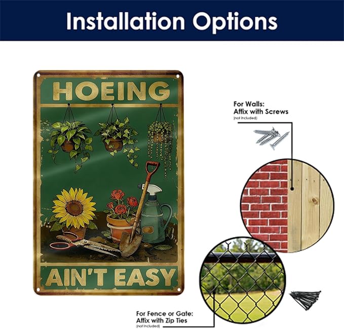 Funny Garden Sign Outside Decor - Humorous Gardening Gift for Women Enthusiasts Metal Sign for Yard, Backyard, Patio & Porch Decor 8 x 12 Inch