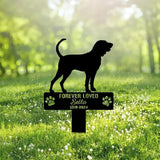 Custom Bluetick Coonhound Dog Metal Memorial Garden Stake Personalized Pet Grave Marker Name Sign Remembrance Stake Decor Sympathy Dog Loss,Outdoor Statues for Yard Garden Lawn Patio Pathway Grave.