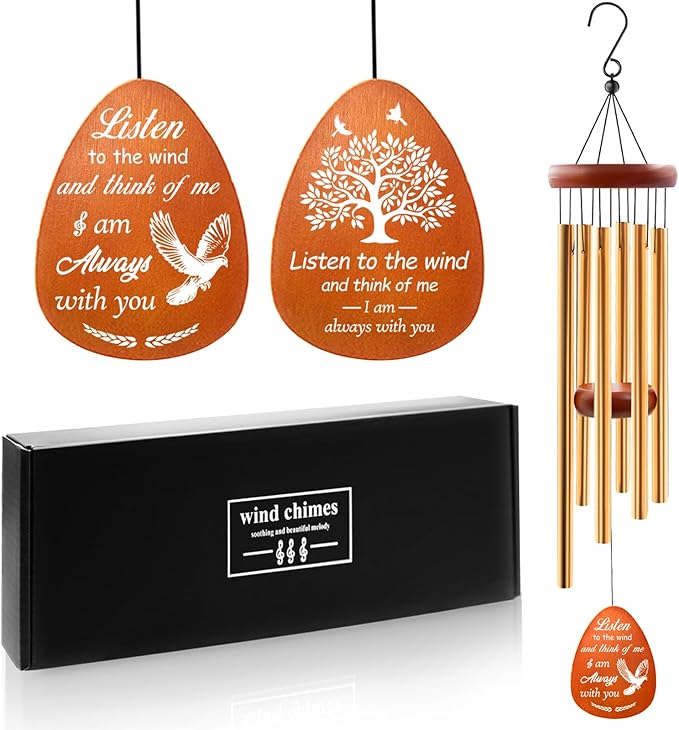 Wazzio Memorial Wind Chimes, 25" Sympathy Gifts for Loss of Loved One, Memorial Gifts for Loss of Mom Dad, Bereavement Gift Ideas for Garden Home Outdoors