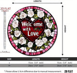 1pcs Heart Sun Catcher for Window Hanging White Flower Stained Glass Window Suncatchers Round Valentine's Romantic Ornaments Room Home Decor for Wife Valentine's Day Gift