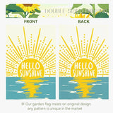 Hello Sunshine Summer Garden Flag Boho Sunset Over Sea Yard Flags Vertical Yard Decorations Outdoor Flag Farmhouse Porch Lawn Patio for Outside 12x18 Double Sided