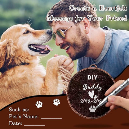 Dog Memorial Gifts for Loss of Dog, 32" Pet Memorial Vintage Wind Chimes with DIY Embossed DogPaw Pendant, Pet Passing Away Sympathy Remembrance Gift