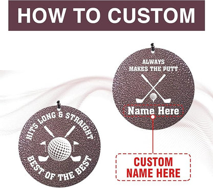 Personalized Memorial Golf Wind Chime – “Always Makes the Putt” Custom Engraved Gift for Golf Lovers, Long & Straight Tribute Keepsake