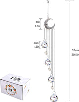 20.5inch Hanging Clear Crystal Suncatcher Ornaments with Moon Decor Rainbow Maker Crystal Beads Ball Prisms Ornament for Christmas Tree