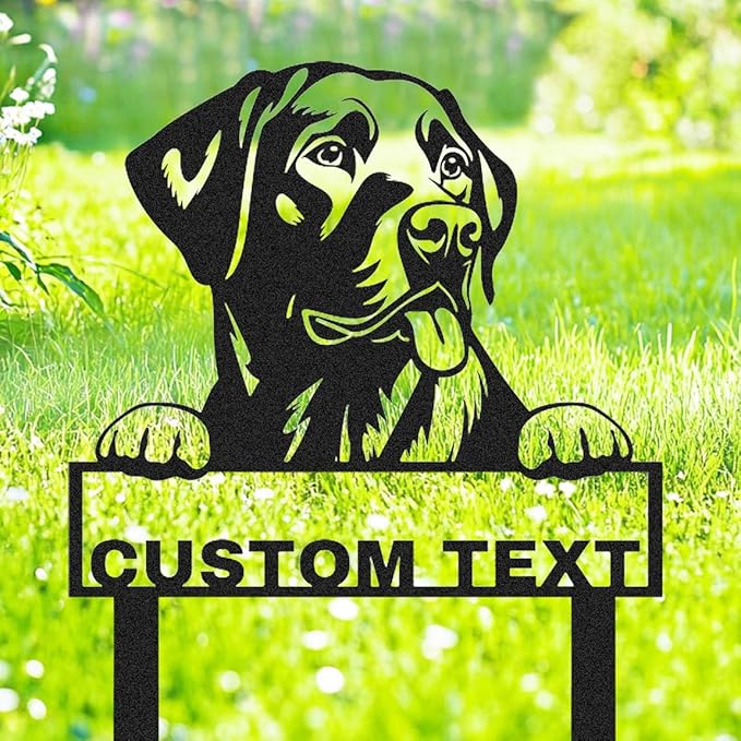 Custom Labrador Retriever Garden Stakes Sign, Personalized Metal Dog Statue Garden Sign for Outside, Personalized Dog House Decor Welcome Sign Patio Gardening Decor Stake Gifts for Dogs Mom