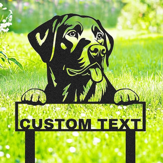 Custom Labrador Retriever Garden Stakes Sign, Personalized Metal Dog Statue Garden Sign for Outside, Personalized Dog House Decor Welcome Sign Patio Gardening Decor Stake Gifts for Dogs Mom