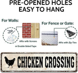 Chicken Crossing Funny Tin Road Sign Chicken Coop Rooster Hen Garden Home Decor 4x16 Inch