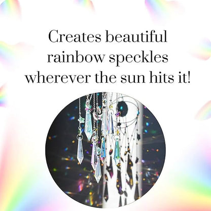 Crystal Sun Catcher Hanging Suncatchers Crystal Prisms Wind Chime Room Decor for Garden Home Windows Decoration (Silver Planet)