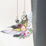 Green Acrylic Hummingbird Flowers Garden Suncatcher Window Hanging Crystal Prism Rainbow Maker Sun Catcher Ornaments Appreciation Thank You Gifts for Mom Grandma Sister Home Decor
