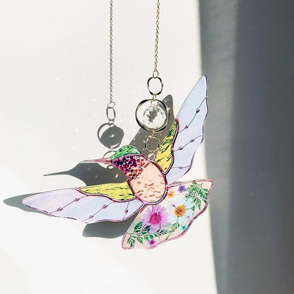 Green Acrylic Hummingbird Flowers Garden Suncatcher Window Hanging Crystal Prism Rainbow Maker Sun Catcher Ornaments Appreciation Thank You Gifts for Mom Grandma Sister Home Decor