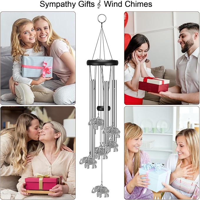 Virekm Windchimes Outdoors Clearance, Door Chime Wind Chimes for Outside Sympathy Wind Chimes for Patio Decoration, Garden Decor. Zen Garden Decor（Elephant）