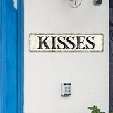 Madcolitote Vintage Kisses Wood Sign Kisses Street Signs Customized Rustic Wooden Wall Art Farmhouse Wall Decor Kitchen Wall Hanging Signs Wall Sign Home Decor Housewarming Gift 6x24in