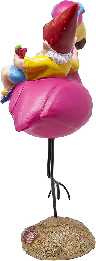 Funny Guy Mugs Outdoor/Indoor Garden Statue - Gnome and Flamingo - Patio, Yard or Lawn