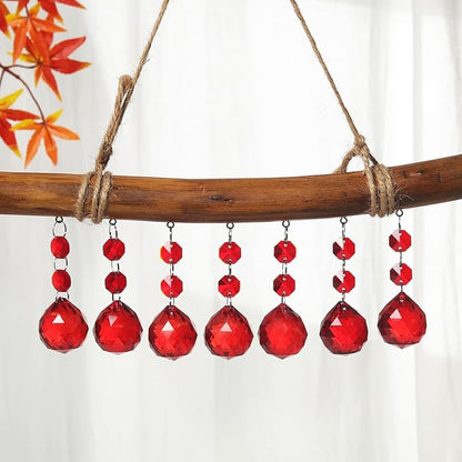 Pack of 10 Red Crystal Ball Prism 30mm Suncatcher Chandelier Prisms Part Decor Rainbow Maker