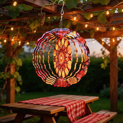 10x10 Autumn Leaf Mandala Spinning Wind Chime Fall Foliage Crystal Chimes Outdoor Garden Wind Spinner Mother's Day Thanksgiving Housewarming Gift