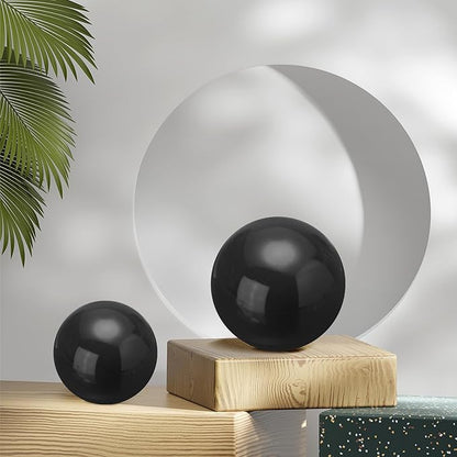 uxcell 2 Pcs Gazing Globe Decor Ball 3.5 Inch 90mm Reflective Garden Sphere Hollow Ball, Seamless Stainless Steel Gazing Ball, Smooth Mirror Globe for Garden Home Decor, Bright Black