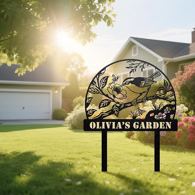 Startop Custom Metal Garden Sign with Stake: Personalized Outdoor Garden Decor - Durable Weatherproof Laser Cut Steel Yard Sign - Rustic Farmhouse Family Name Art for Lawn Patio Balcony & Farm A006