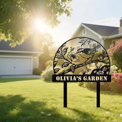 Startop Custom Metal Garden Sign with Stake: Personalized Outdoor Garden Decor - Durable Weatherproof Laser Cut Steel Yard Sign - Rustic Farmhouse Family Name Art for Lawn Patio Balcony & Farm A006