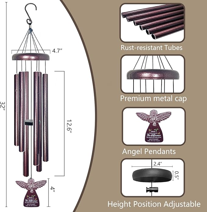 Retirement Gift for Woman - 32" Angel Retirement Wind Chimes for Outside with Beautiful Sounds, 2026 Next Chapter Gifts, Thoughtful Going Away Gifts Ideas for Coworkers, Teachers, Friends