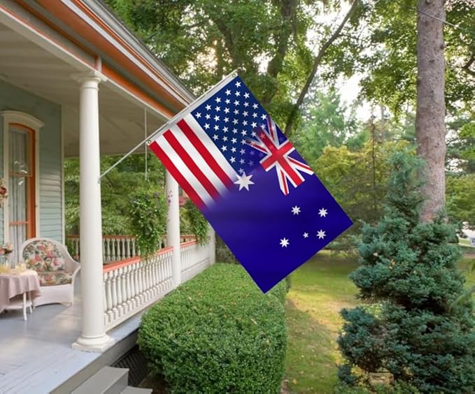 US Australia Combination Flag 3X5FT, American Australian Flags,Both Sides Printed, Men Women Banner,Vibrant Colors, Double Stitched with 2 Brass Grommets, Bar Garden Street Decoration, GYM, Office Decor,Indoor Outdoor Use,Gifts. (US-AUS-Z, 3x5ft)