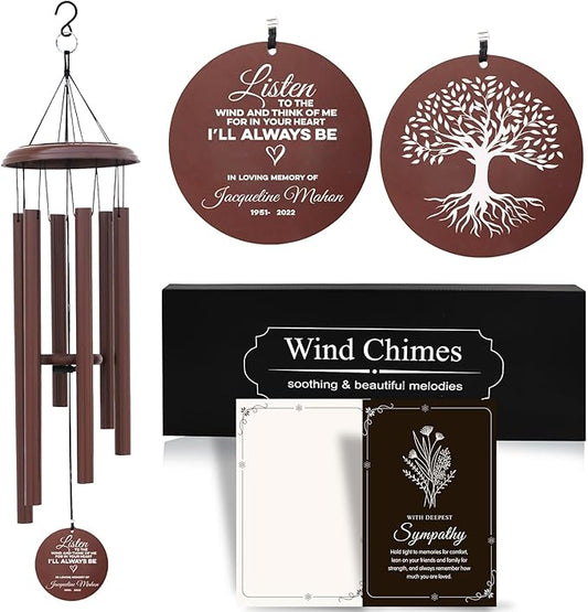 Personalized Memorial Wind Chimes – 35" Custom Remembrance Gift for Loss of Loved One – Outdoor Sympathy Wind Chime for Mother, Father, or Friends – Garden & Patio Decor