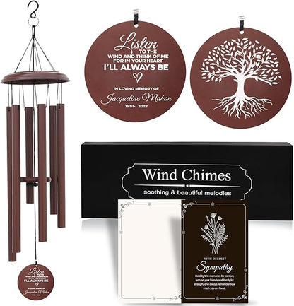 Personalized Memorial Wind Chimes – 30" Custom Sympathy Gift for Loss of Loved One – Outdoor Remembrance Wind Chime for Mother, Father, or Friends – Garden & Patio Decor