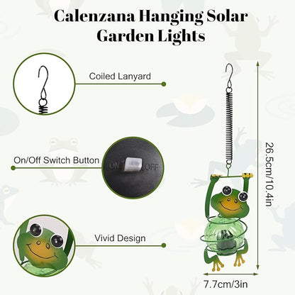 Calenzana Green Frog Outdoor Solar Garden Light, Waterpoof Hanging Solar Light for Yard Patio Backyard Porch, Gifts for Women Mom Grandma