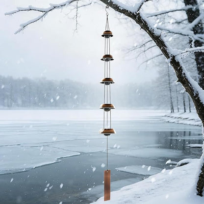 Wind Chimes for Outside Clearance, 36 Inch Temple Wind Chime, 5 Copper Bells with Deep Tones, Feng Shui Decor for Home Yard Garden Zen & Patio, Memorial Gift for Women, Mom, Grandma