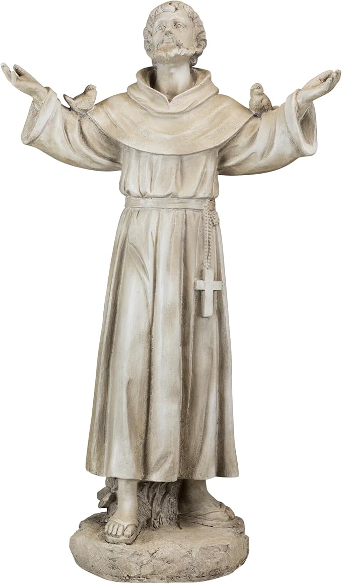 Northlight St. Francis of Assisi with Birds Outdoor Garden Statue - 24"