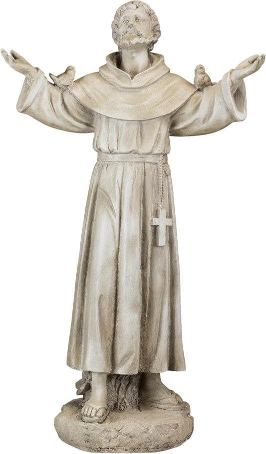 Northlight St. Francis of Assisi with Birds Outdoor Garden Statue - 24"