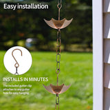 Topadorn 6ft Umbrella Shaped Rain Chain for Gutters Downspouts Outside, 8 Cups Rain Catcher Chain for Gutters, Adjustable Length Downspout Replacement, Outdoor Garden Rain Drainage Decor