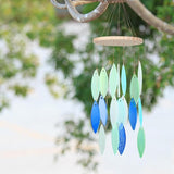 Wenqik Seaglass Wind Chimes Handcrafted Shell Wind Chimes Coastal Outdoor Decor for Indoor Outdoors Garden Home Housewarming Decor Beach Holiday Summer Women Gift, 26 Inch