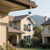Rain Chain Gutter Downspout Catcher Outside Water Diverter Decorative Garden Rain Cups Chime Home Decor (Blue)