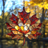 Hanging Stained Glass for Windows, Maple Leaf Set of 4 Suncatcher Ready to Hang Window Doors Home Decoration,Valentine's Day Ornaments Festival Gift