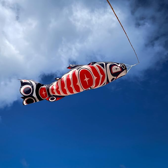 In the Breeze 5120 — Salmon Totem Fish Windsock-Hanging Outdoor Decoration, 48"