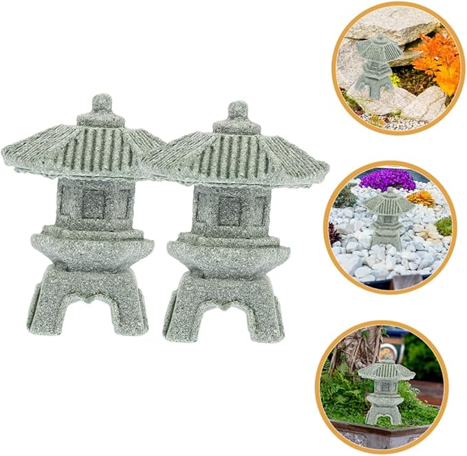Yardwe 10pcs Stone Pagoda Statue Mini Pagoda Model Zen Sculpture Garden Ornament Home Decor