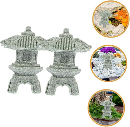 Yardwe 10pcs Stone Pagoda Statue Mini Pagoda Model Zen Sculpture Garden Ornament Home Decor