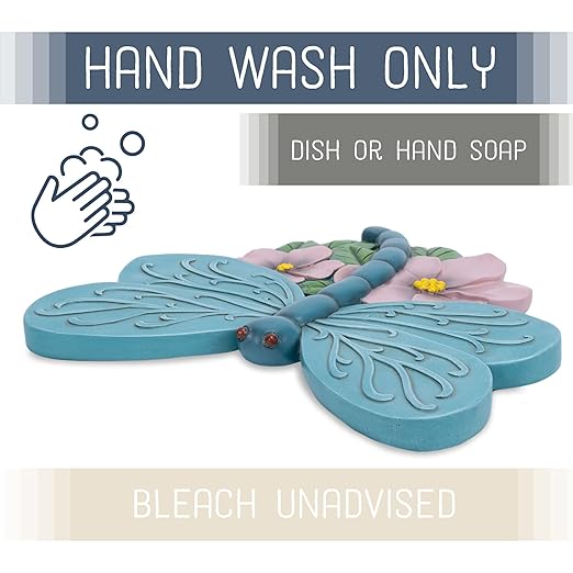 Magnolia Garden 12-Inch Sculpted Teal Dragonfly Decorative Stepping Stone – 3D Floral Resin Garden Walkway Tile – Vibrant Winged Insect Outdoor Accent