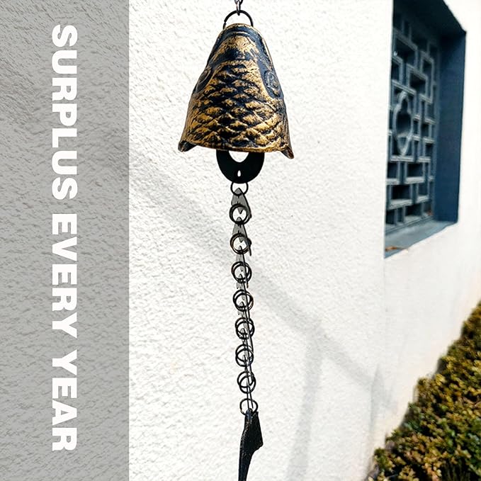 Fish Wind Chime, Fishbone Wind Chime, Fish Bone Cast Iron Wind Chimes Vintage Metal Wind Chimes Outdoor Soothing Melody for Garden Home Yard Porch Hanging Decor (Bronze)